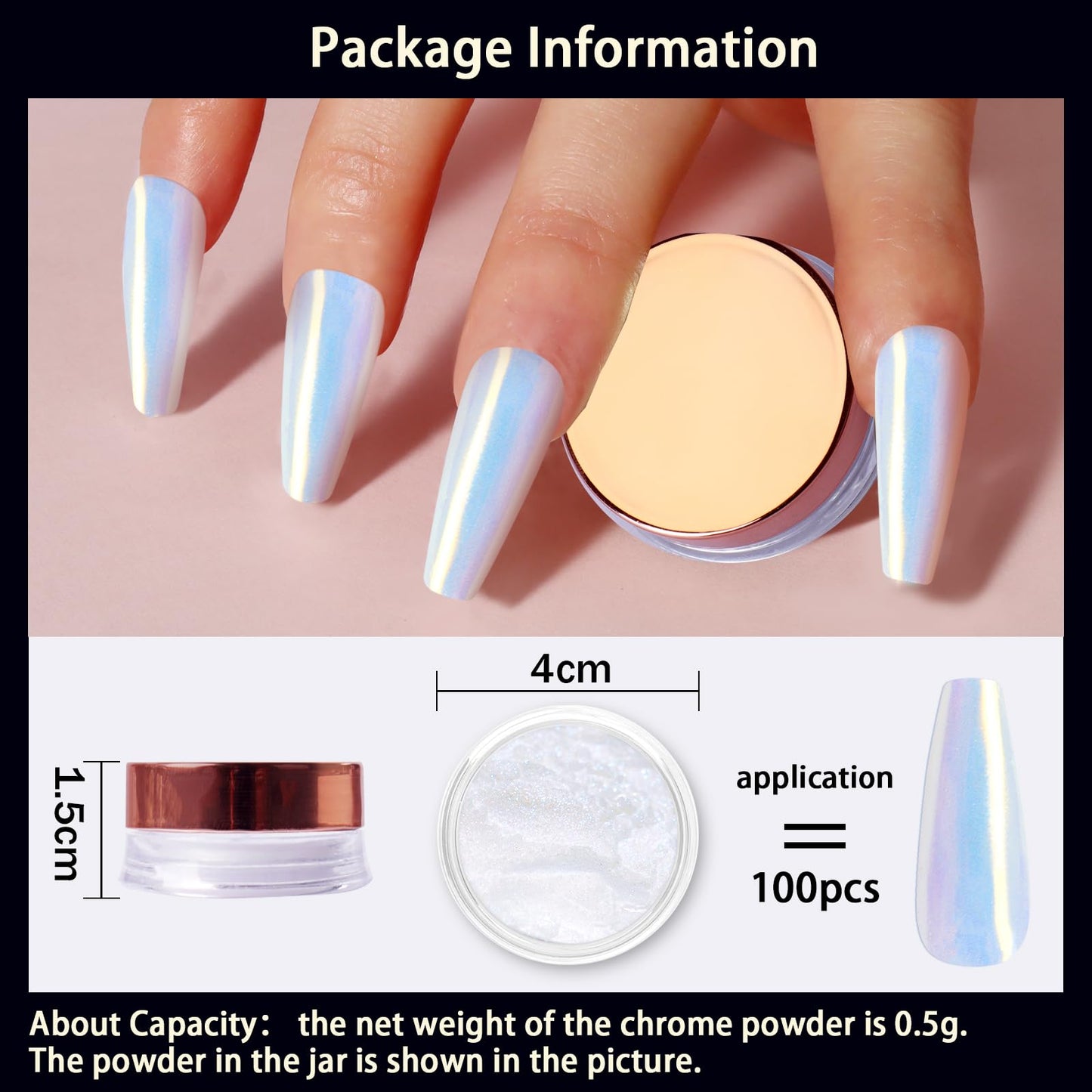 Allstarry Unicorn Chrome Nail Powder, Aurora Mermaid Iridescent White Pearl Nail Chrome Powder Pigment Glitter Fairy Dust for Nail Art, Manicure, Gel Nail Polish - Autumn Gingko