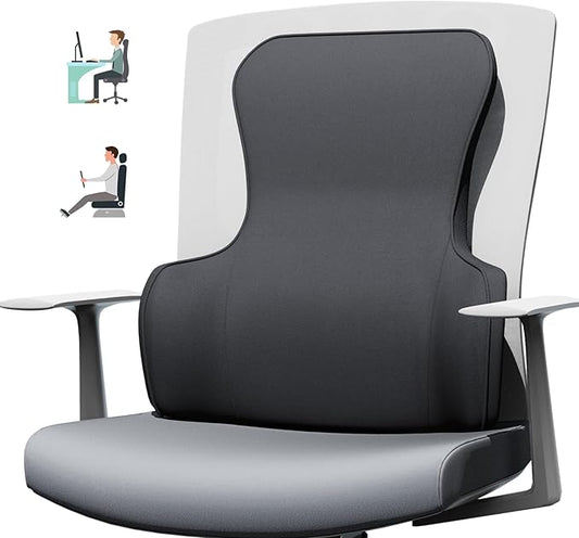 Back Support for Office Chair - Ergonomic Memory Foam Lumbar Pillow and Back Pillow for Back Pain Relief, Ideal Lumbar Support Pillow for Office Chair and Car, Black Back Support Pillow