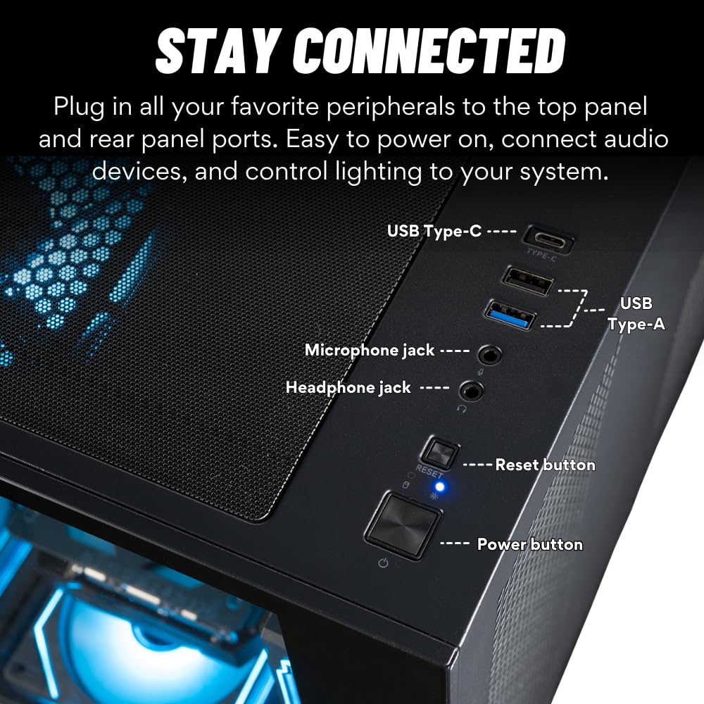 Panorama Gaming Desktop PC (NVD RTX 5060Ti, AMD Ryzen 7 5700X Processor, 32GB DDR4 RAM, 2TB NVMe M.2 SSD, WiFi 6E + BT, HDMI + DP, KB&M, Windows 11 Pro Best 2025 RGB Prebuilt Tower Computer for Gamers