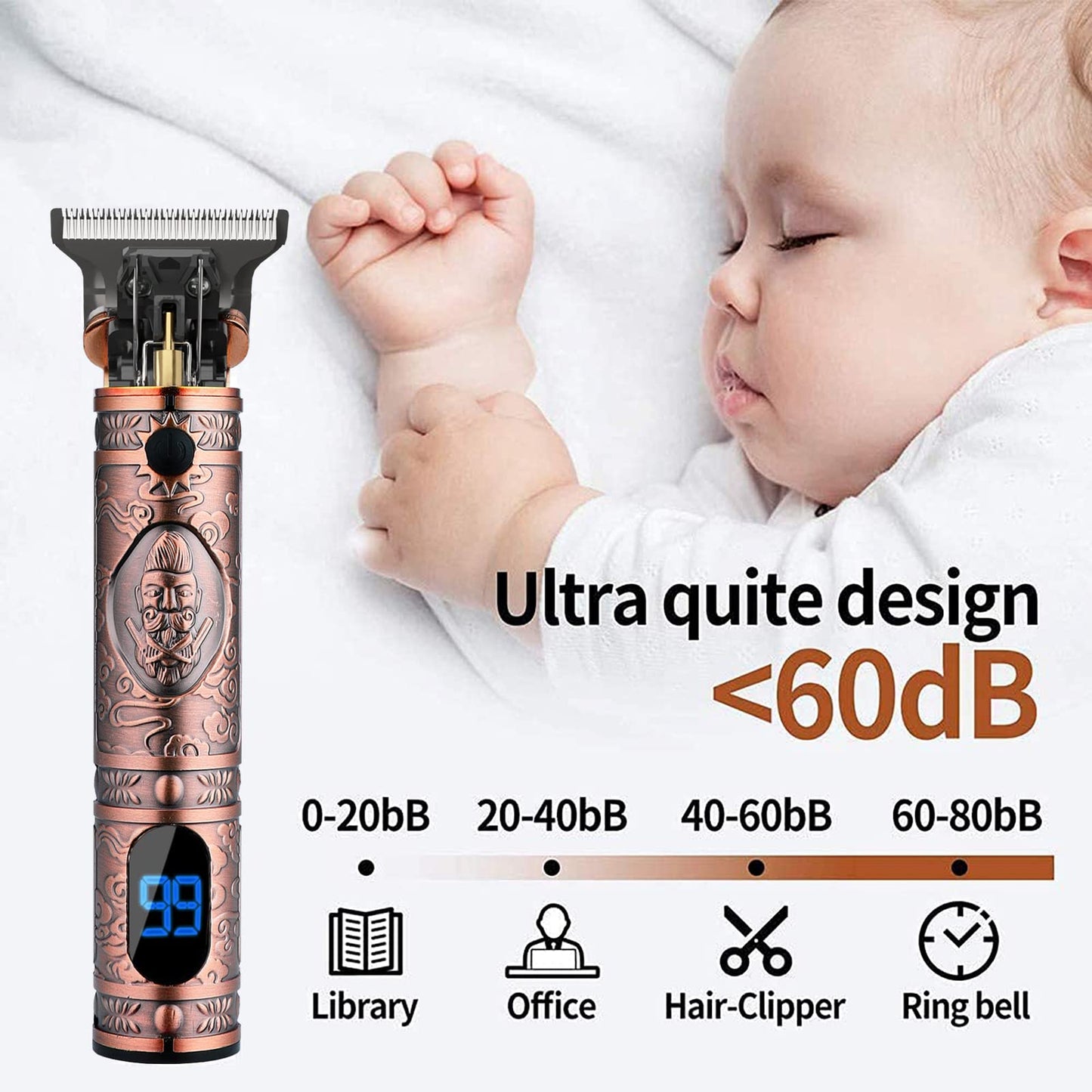 AMULISS Professional Hair Trimmer Mens Hair Clippers Zero Gapped Cordless Hair Trimmer Professional Haircut & Grooming Kit for Men Rechargeable LED Display