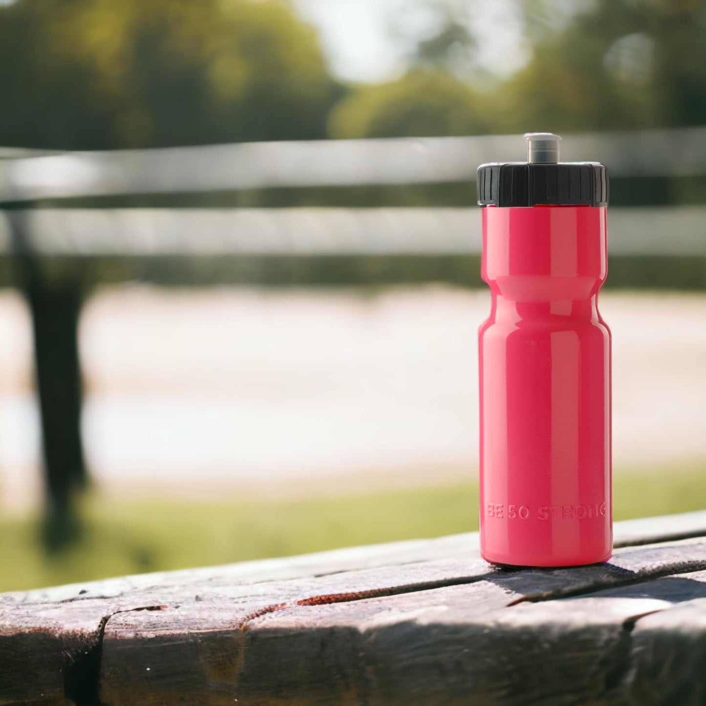 50 Strong Sports Squeeze Water Bottle 2 Pack – 22 oz. BPA Free Easy Open Push/Pull Cap – USA Made (Pink)