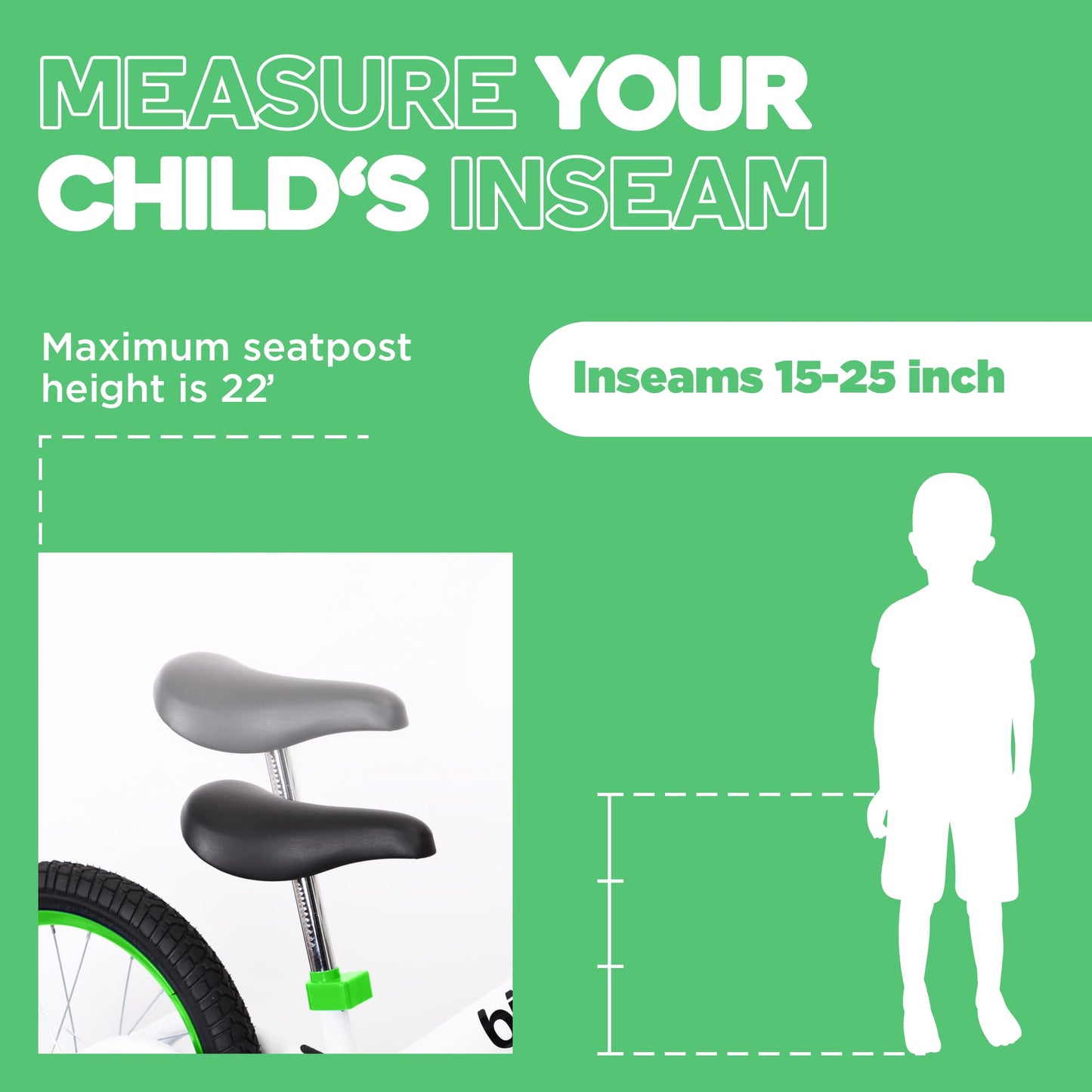 Bixe Balance Bike - 16" (40.6 cm) Big Kids' Training Bikes - Kids Balance Bike Designed for Children Ages 4 to 9 - No Pedal Push Bicycle for Boys or Girls - Green