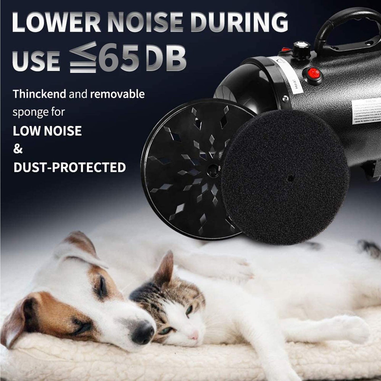 Dog Dryer, 2000W Stepless Adjustable Speed Dog Hair Dryer Blaster,Professional Pet Dog Grooming Dryer Blower, 3 Different Nozzles,Adjustable Temperature (30°C-55°C) with Glove and Towel,Pink