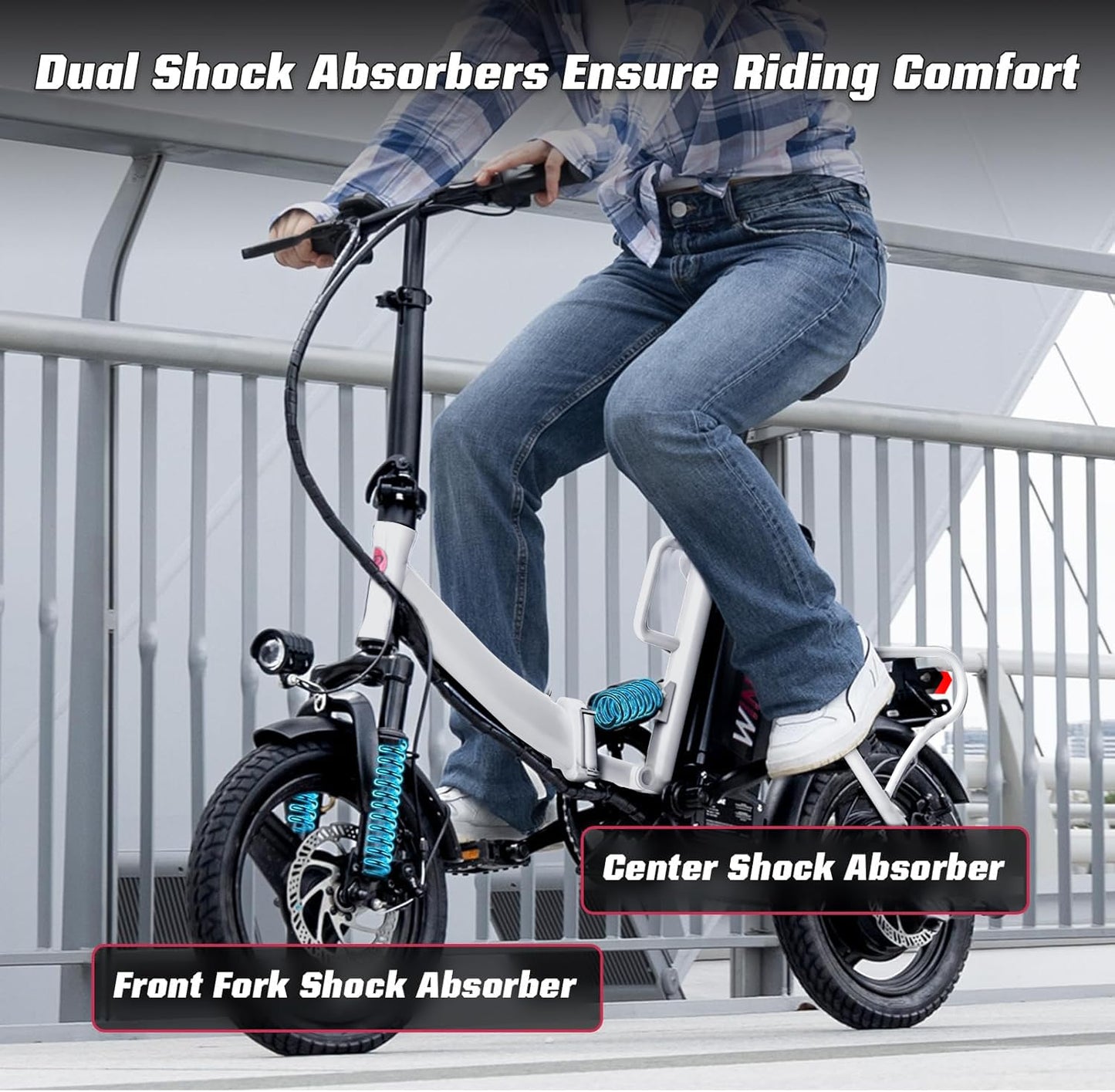 Windone S14 Electric Bike for Adults, Max 19 MPH Speed & 28 Miles Range (PAS), 500WPeak Motor and Lightweight & Portable, Shock Absorbers Electric Bicycle, Foldable ebike for Adults