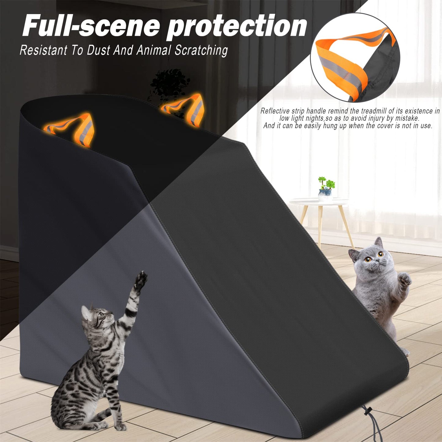 XYZCTEM Treadmill Cover Waterproof Dustproof Running Machine Cover Exercise Workout Equipment Protective with Windproof Drawstring and Air Vents for Home Gym Indoor Outdoor(Black & Grey)