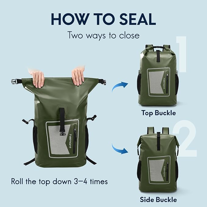 Haimont Waterproof Backpack Dry Bag Floating Roll Top Dry Sack Durable Backpack for Kayaking, Surfing, Rafting, Fishing, 30L