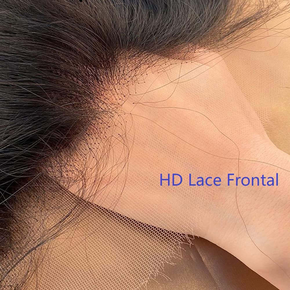 ALLRUN HD 13x4 Lace Frontal Closure Body Wave 10A Ear to Ear 13x4 REAL HD Lace Frontal with Baby Hair Body Wave Human Hair(22 Inch)