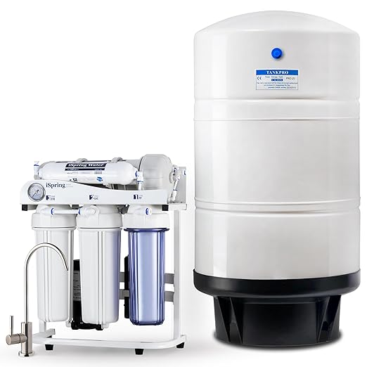 iSpring RCS5T+T20M, 500 GPD Light Commercial Reverse Osmosis Water Filter System with 20 Gallon Pre-Pressurized Tank