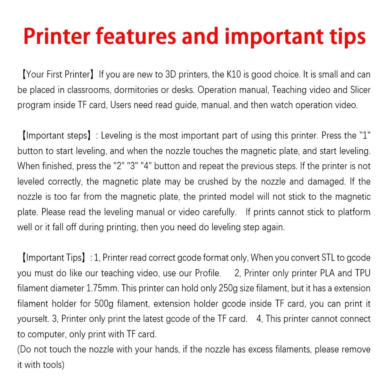 Mini 3D Printer for Beginners with 4 Colors PLA Filament, Portable FDM DIY 3D Printing Machine with TF Card Reader, Easy Setup, 0.4mm Nozzle, 1.75mm Filament, 100x100x100mm Print Size