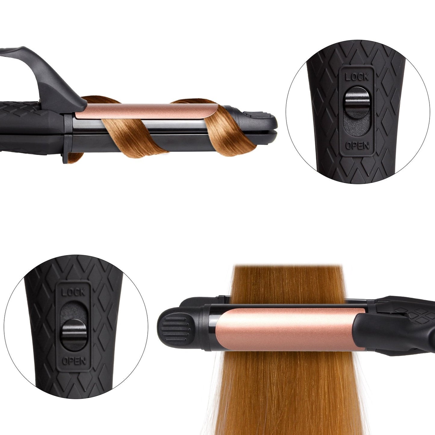 AmoVee Travel Curling Iron, Hair Straightener and Curler in One, Flat Iron Curling Iron in One, Dual Voltage Europe Travel Essentials for Women(Black)
