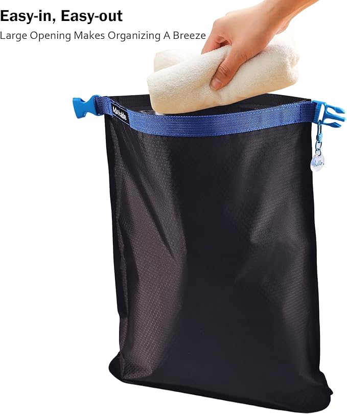 Waterproof Wet Bag for Swimsuit, Black Swim Bag for Beach Vacation Wet Clothes, Dry Bag for Camping Kayaking Boat Travel, Soap Travel Case, Blue Band