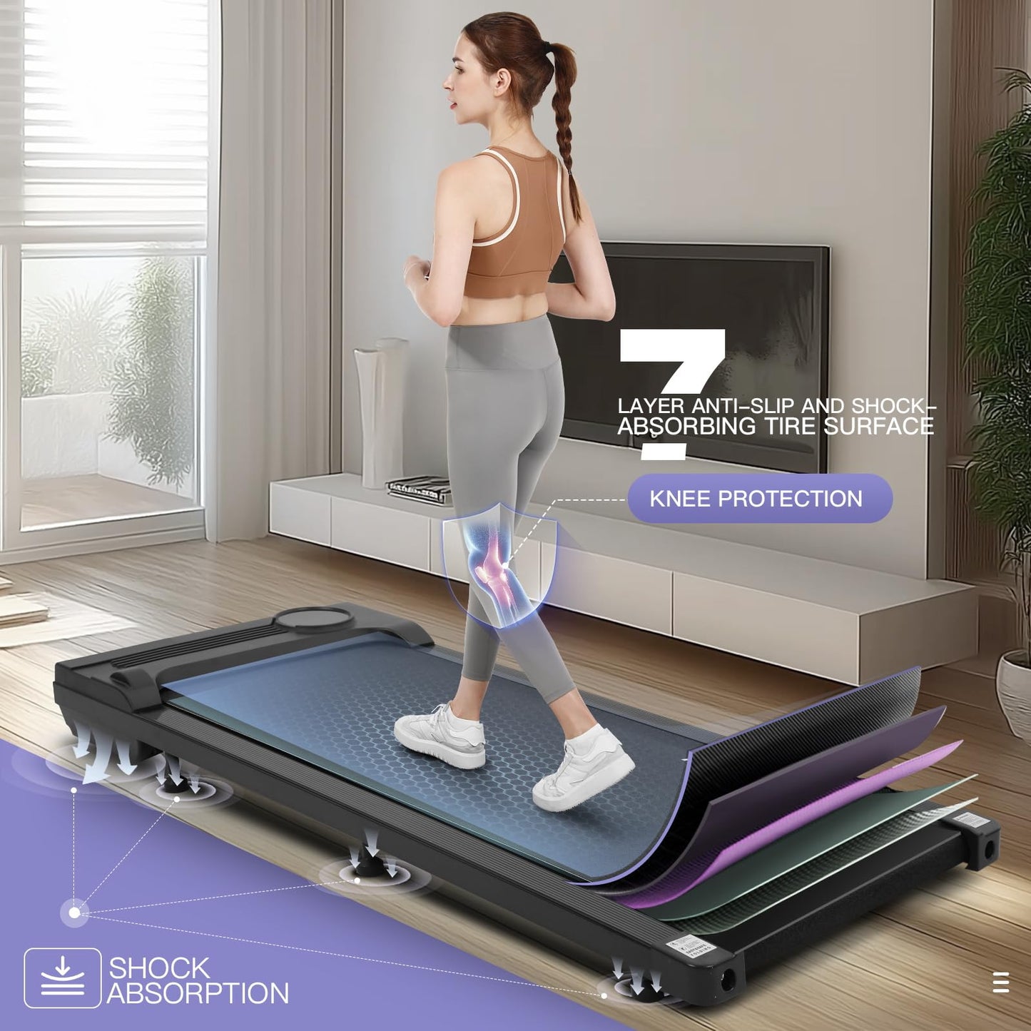 ANCHEER Under Desk Treadmill,3 in 1 Walking Pad Treadmill for Home,2.5HP Treadmill 300lb Capacity,Compact Treadmill with Remote Control,LED Touch Screen,Running Electric Machine