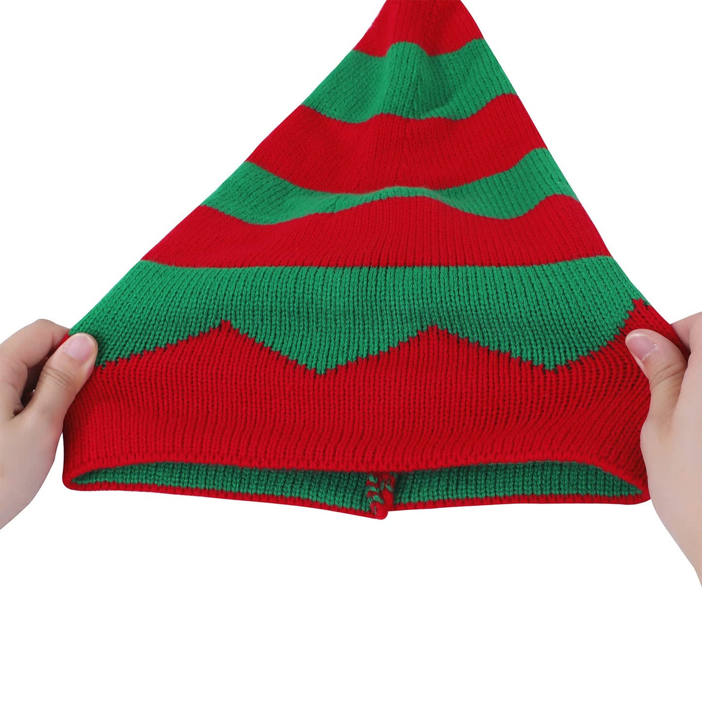 American Trends Santa Hat Adult Christmas Beanie Elf Hat Slouchy Winter Knit Xmas Skull Cap for Women Men Xmas Holiday Party Stripe 2