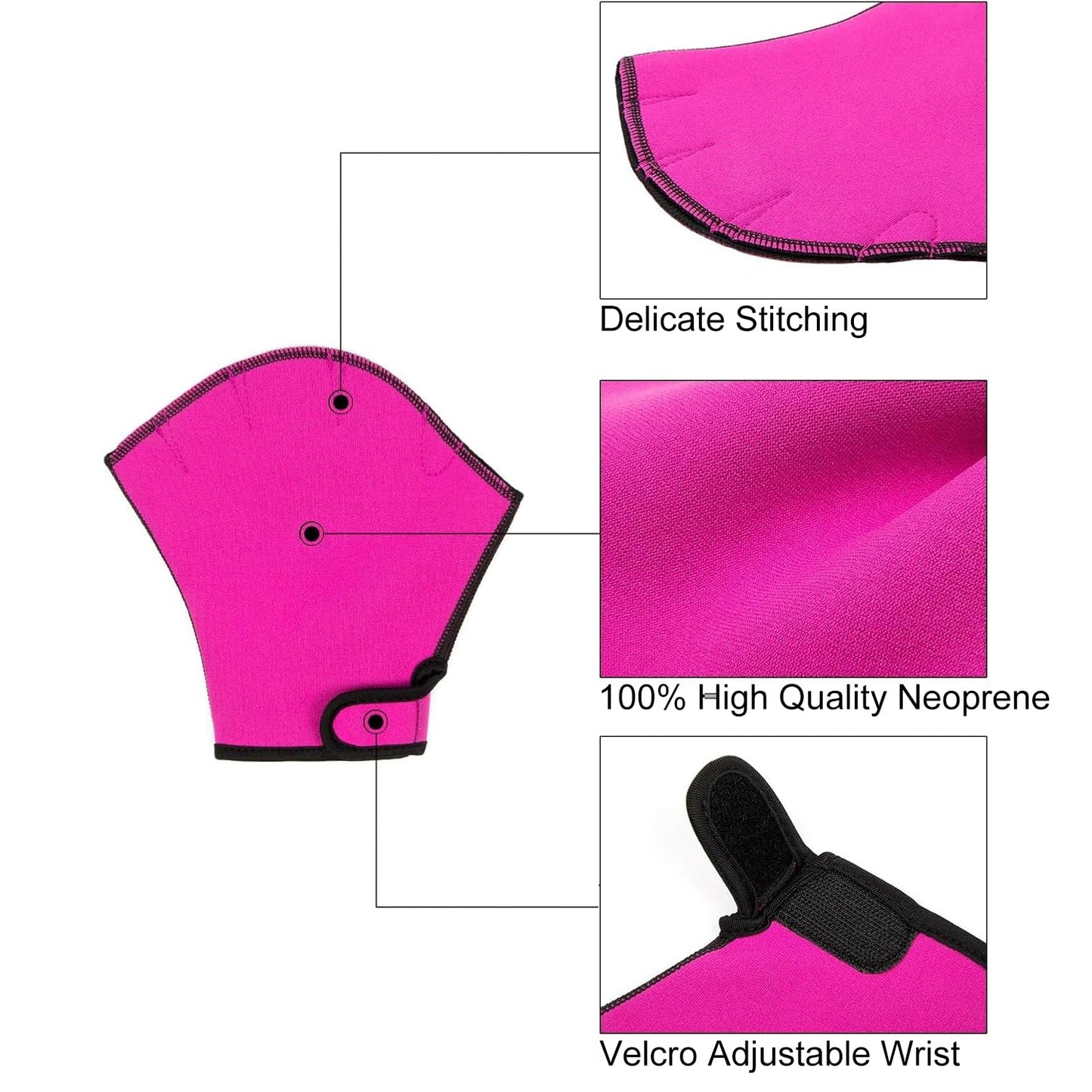 1 Pair Swimming Gloves Aquatic Swim Training Gloves Neoprene Webbed Gloves Fitness Water Resistance Glove for Men Women Children Unisex (Black, Medium)