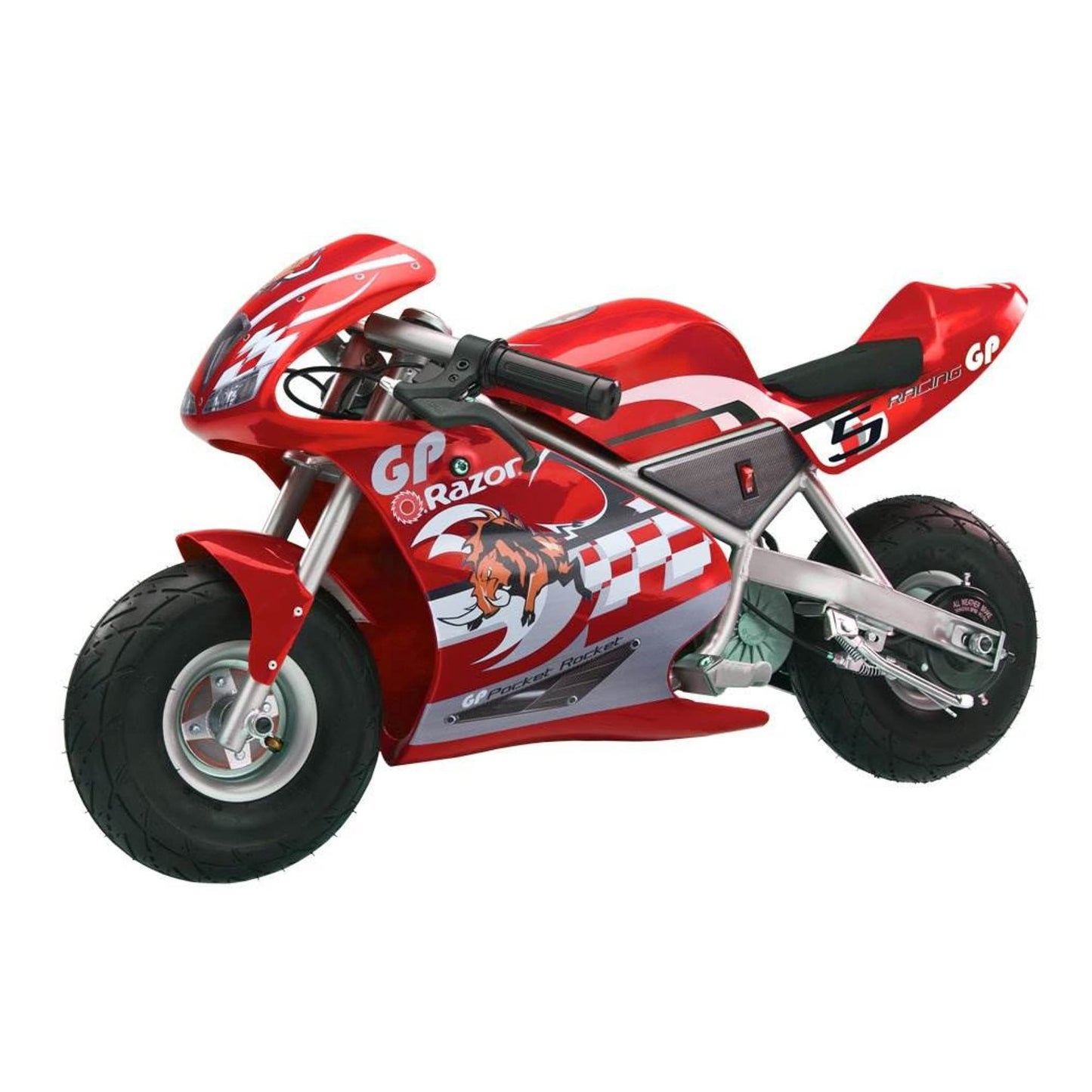 Razor 24 Volt Mini Electric Bike 1 Speed Dirt Racing Motorcycle Pocket Rocket with 10” Pneumatic Tires, Speeds up to 15 MPH, Ages 13 Plus, 2 Pack, Red