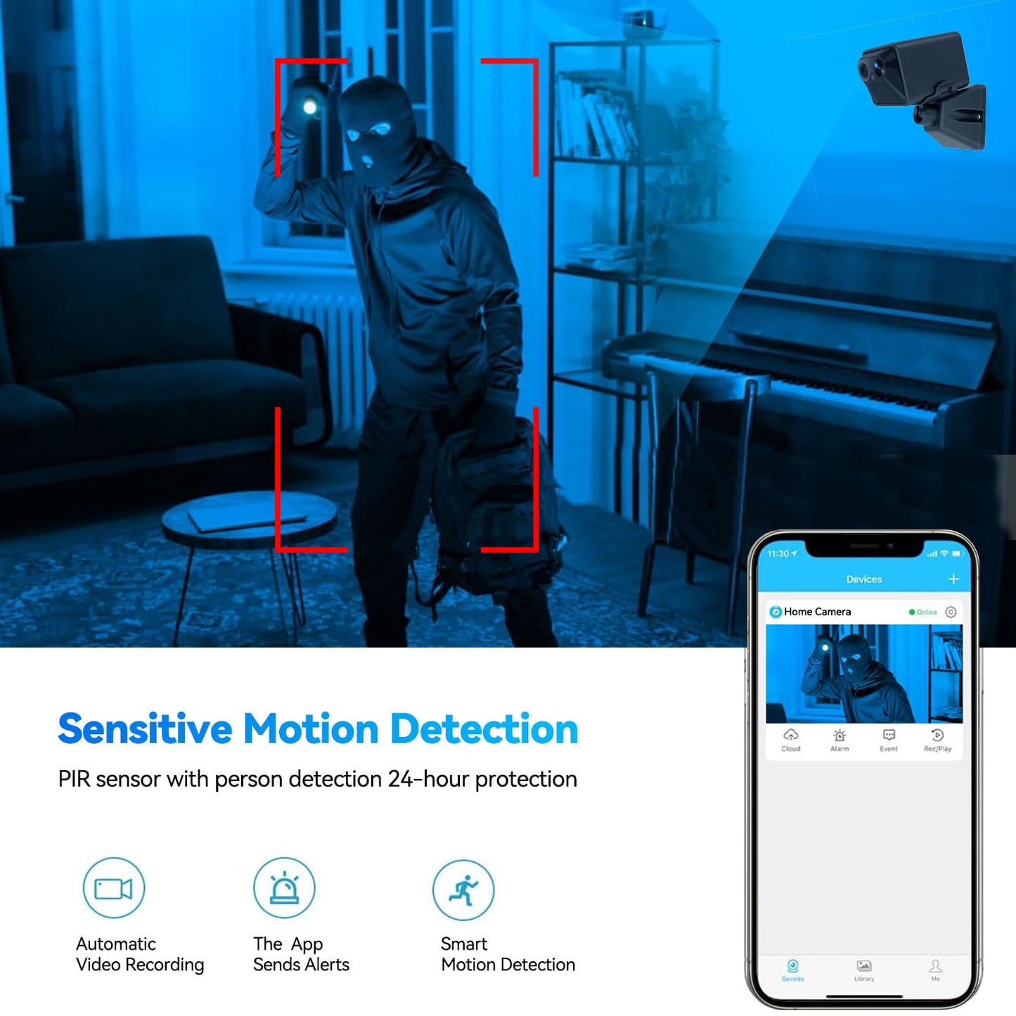 ALFipmncam Wireless Mini Hidden Security Camera Ultra HD with 120-Day Battery - WiFi Indoor Spy Camera, APP Control Real-Time Alerts, Auto Night Vision, for Home/Baby/Pet