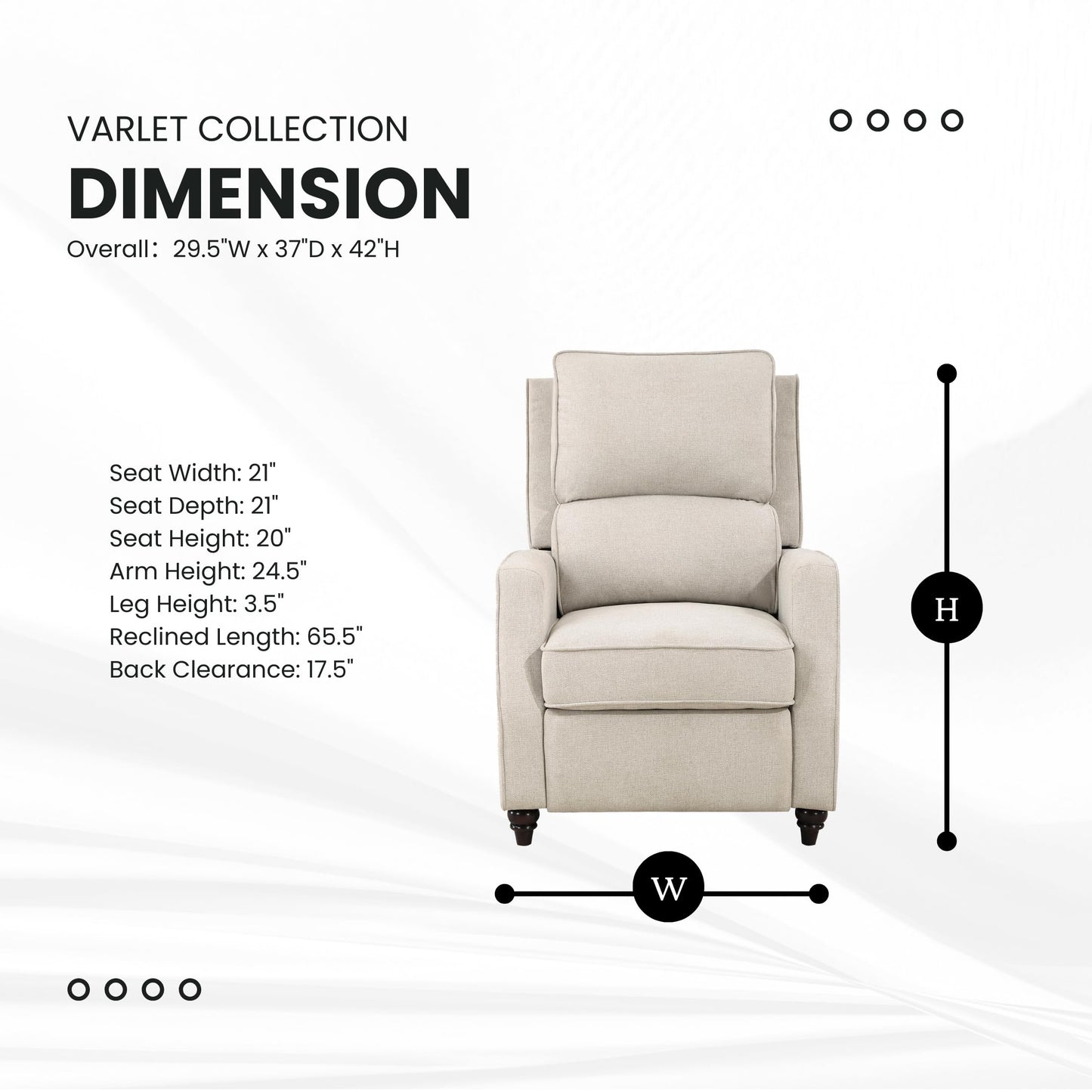 Lexicon Push Back Recliner Chair Living Room, Reclining Sofa Chair, Modern Recliner Sofa Chair, Fabric Recliner Arm Chair for Living Room/Office/Apartment, Beige