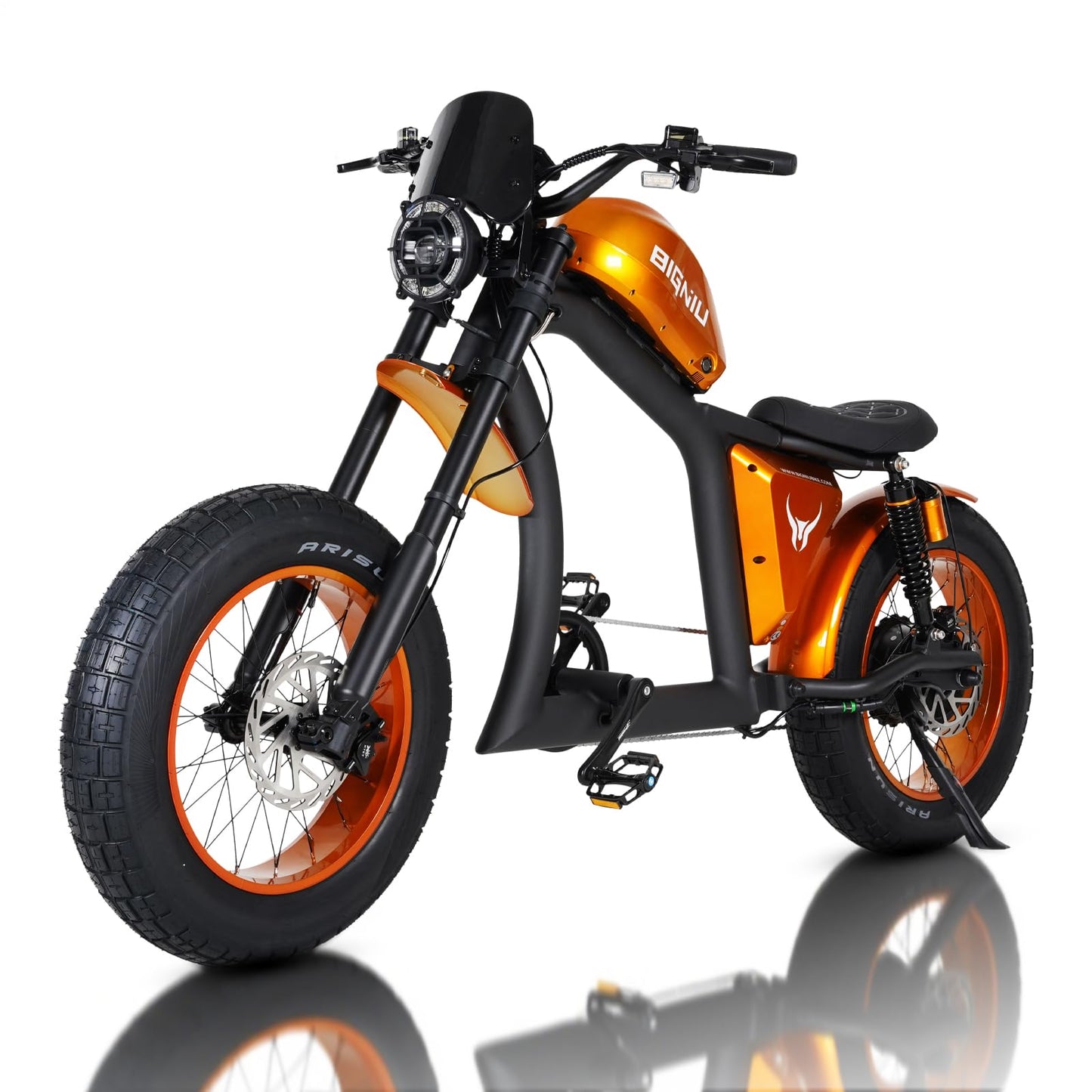 BIGNIU BG-X Electric Bike for Adults,1500W Brushless Motor 48V/31.5Ah Up to 40 Miles E-Bike Front/Rear Turn Signal Dual Suspension Ebikes with Windshield (Gold)