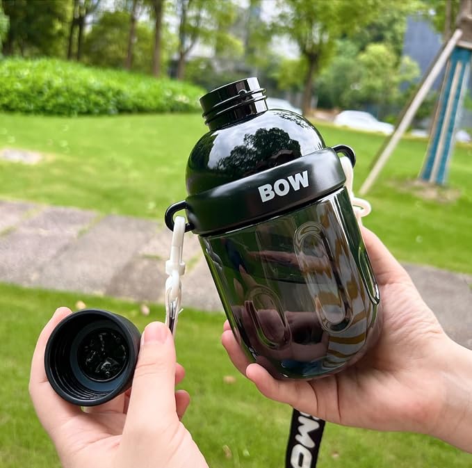 Black Leak-Proof Water Bottle with Flip Top Reusable Plastic Drinking Bottle for School, Gym and Workout (Classic)