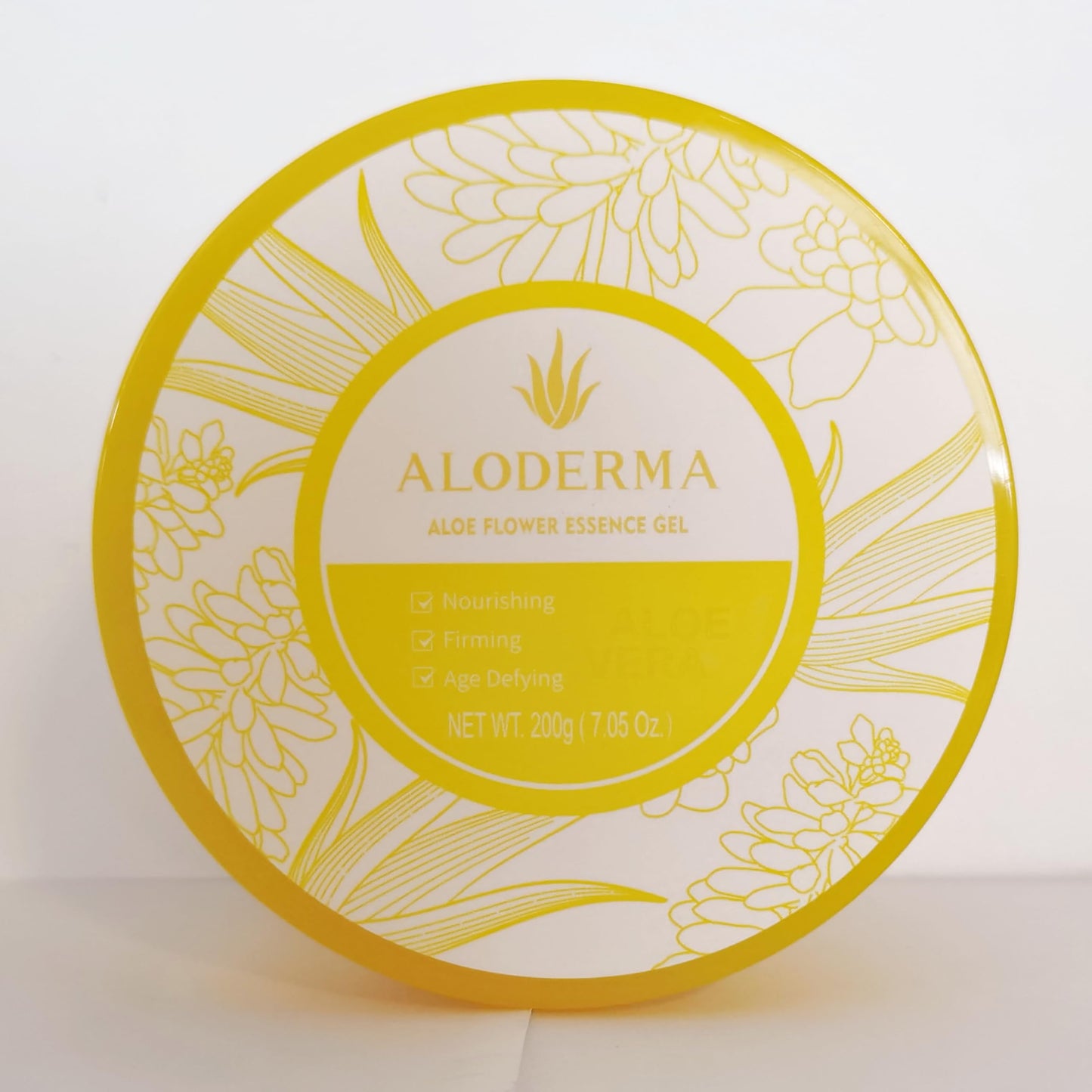 Aloderma Age-Defying Aloe Flower Essence Gel with 24K Gold Leaf, Made within 12 Hours of Harvest - Luxurious Aloe Gel with Allantoin & Hyaluronic Acid for a Shimmering, Youthful Complexion, 7oz 3-Pack