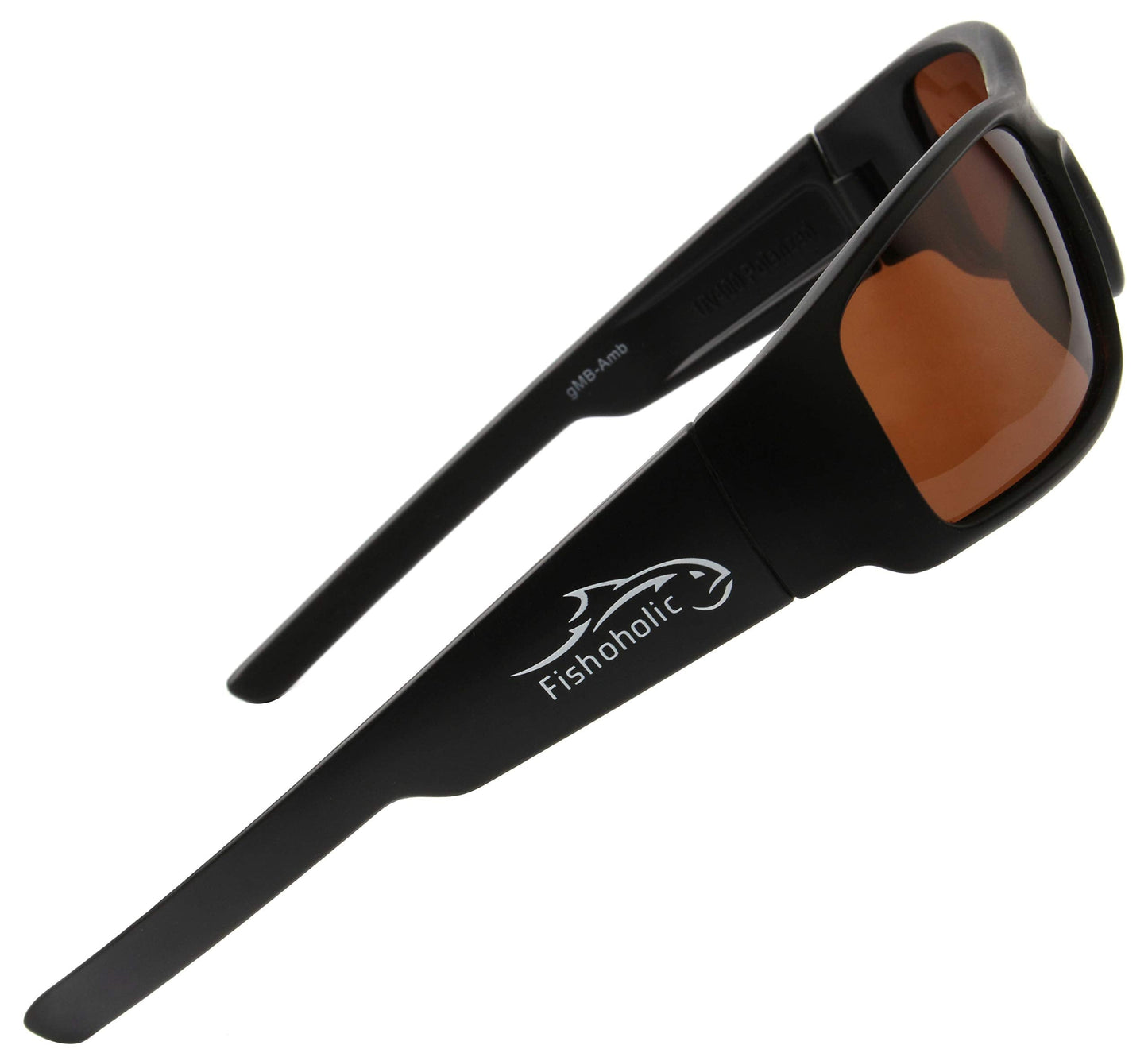 Fishoholic Polarized Fishing Sunglasses (8 Color Options) - Free Hard Case & Pouch - UV400 - Great Fishing Gift for Dad Son (mb-AMB)