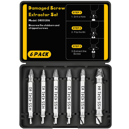 Damaged Screw Extractor Set, Christmas Stocking Stuffers for Men Adults, Stripped Screws Nuts & Bolts Drill Bit Tools for Easy Removal Broken Bolt or Screw, Retirement Birthday Gifts for Men (Silver)