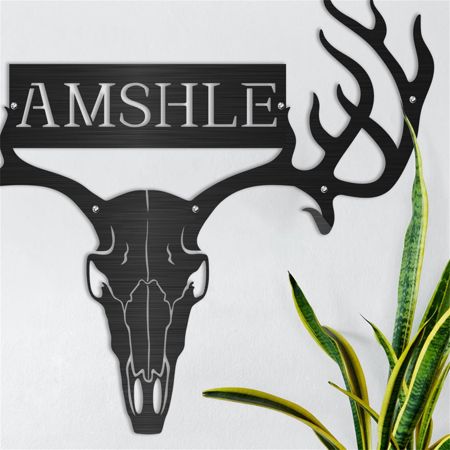 Personalized Metal Deer Skull Bow Rack Custom Name Deer Head Metal Wall Art Hunting Archery Gear Standing Display Bow Rack Hunting Gift for Hunter Dad Grandpa,Deer Archery Display