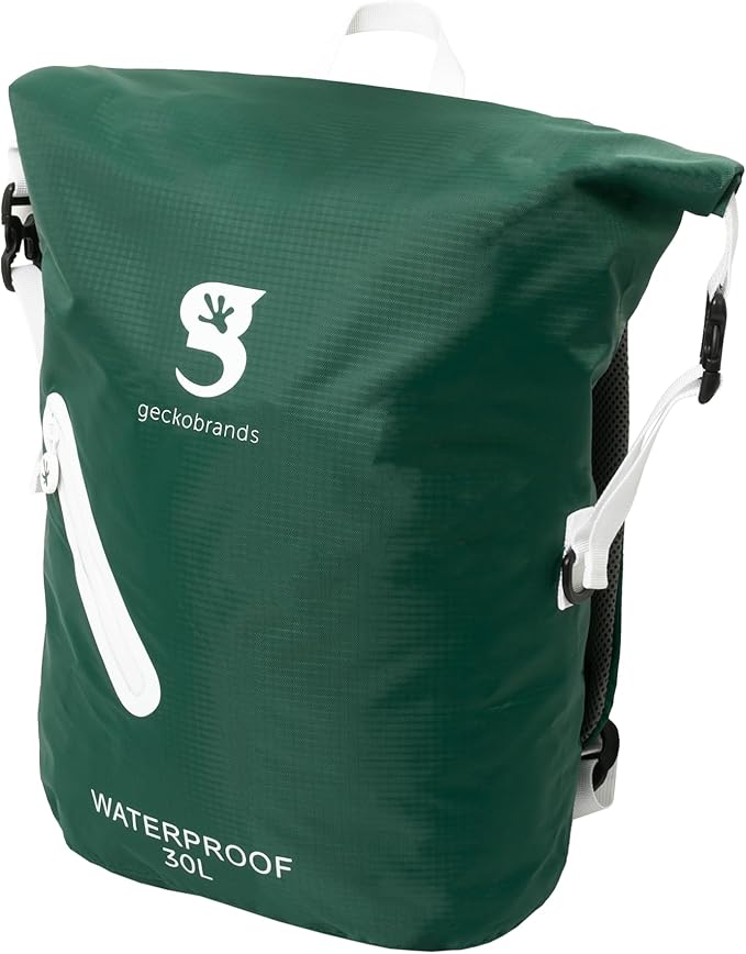 geckobrands Lightweight 30L Waterproof Backpack - Lightweight Watertight Outdoor Bag Hiking Traveling Light Water Activities