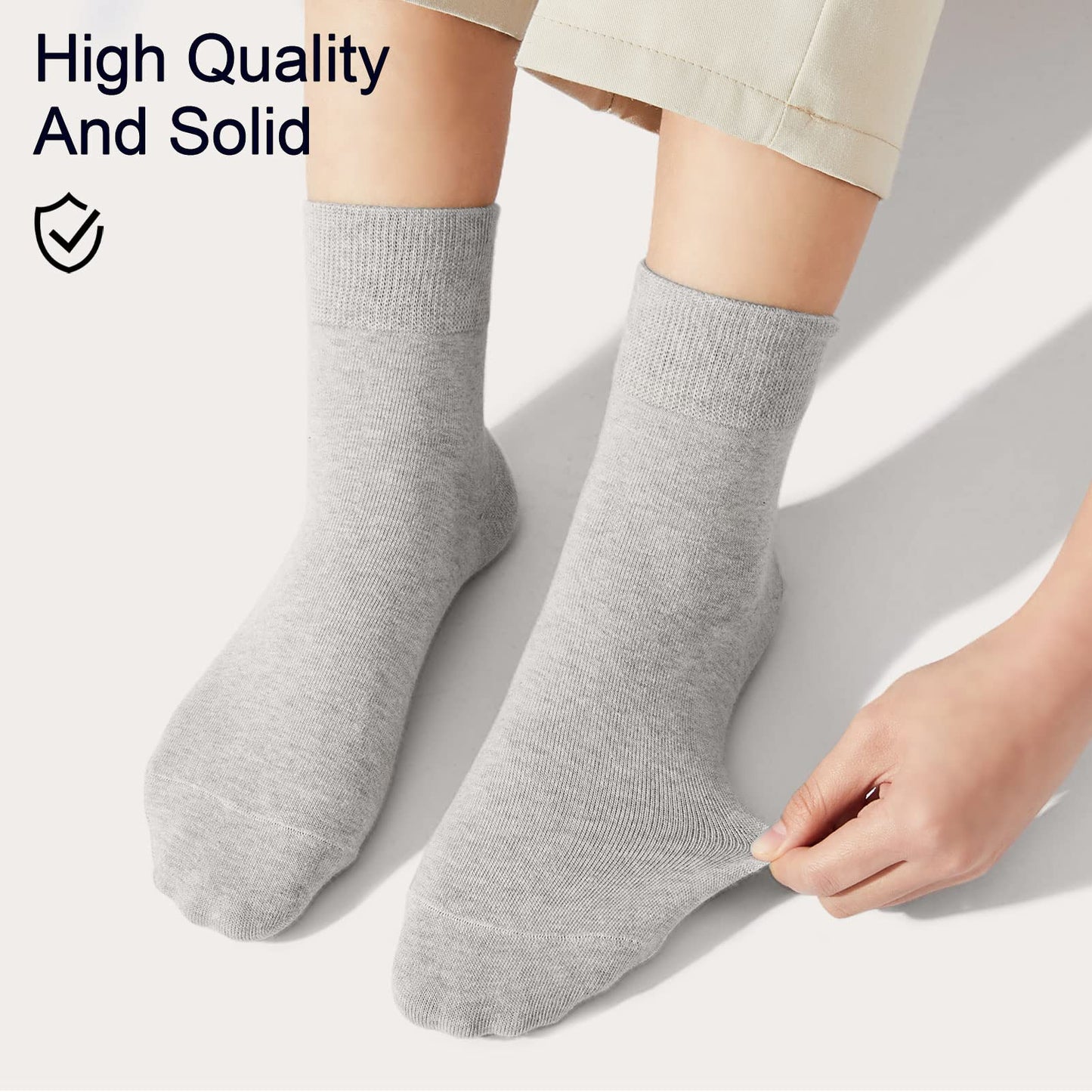 J-BOX Women Cotton Crew Socks,10-Pairs Thin Casual Dress Socks for Business,Trouser, Breathable Soft running Ankle Socks