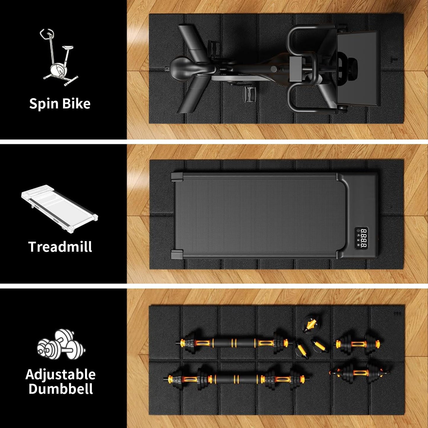 Stepwaver Walking Pad Mat for Carpet, Treamill Mat for Hardwood Floors, High Density, 1/4 Thickness, Folable, Floor Protection for Bike, Elliptical, Treadmill