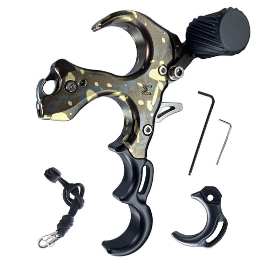 Compound Bow Aid Releaser with Wrist Straps and Adjustment Tool,Archery Release Aids with 3&4 Thumb Release Adjustable,Aluminum Alloy Aids.for left and right Handers. (camouflage)