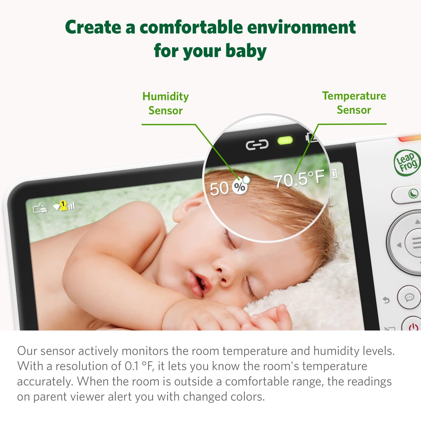 LeapFrog LF930HD Baby Monitor, 7” 720p HD Display,Video Baby Monitor with Camera and Audio, 1080p Smart Remote Access,360° Pan & Tilt,Color Night Light &Vision, Two-Way Intercom