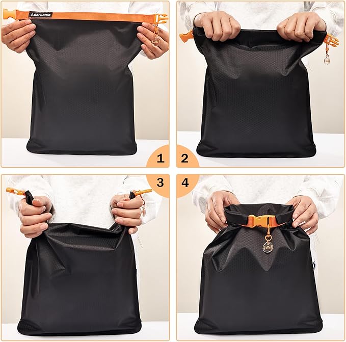 Waterproof Wet Bag for Swimsuit, Black Swim Bag for Beach Vacation Wet Clothes, Dry Bag for Camping Kayaking Boat Travel, Soap Travel Case, Blue Band