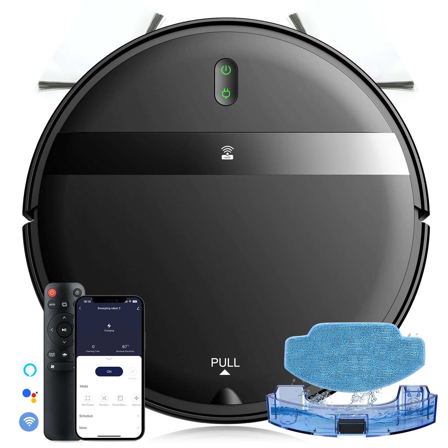 Kilgone Robot Vacuum and Mop Combo, Tangle-Free Powerful Suction, Robotic Vacuum Cleaner - Alexa & App Scheduling, Long Runtime, Automatic Robot Vacuum Cleaners for Home