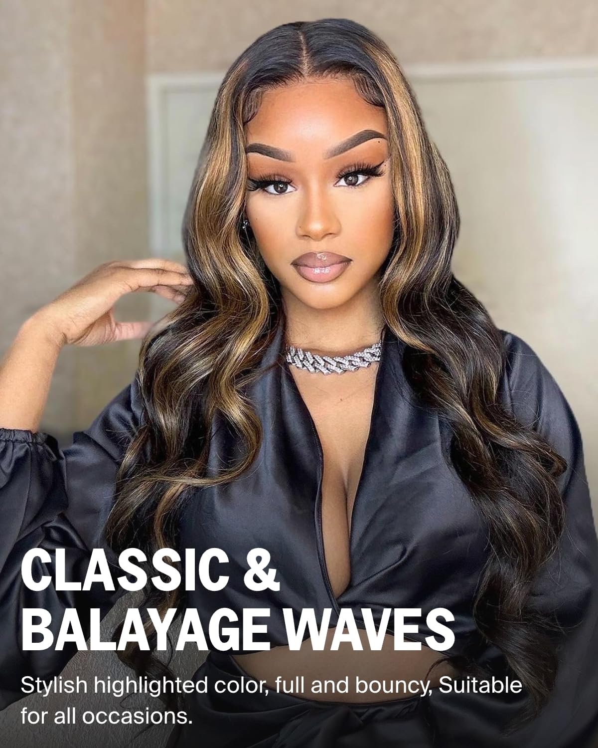 MEGALOOK Highlight Lace Front Wig Human Hair 200% Density Balayage Wig Human Hair 13x4 HD Transparent Lace Front Wigs Human Hair Pre Plucked 30inch FB27#