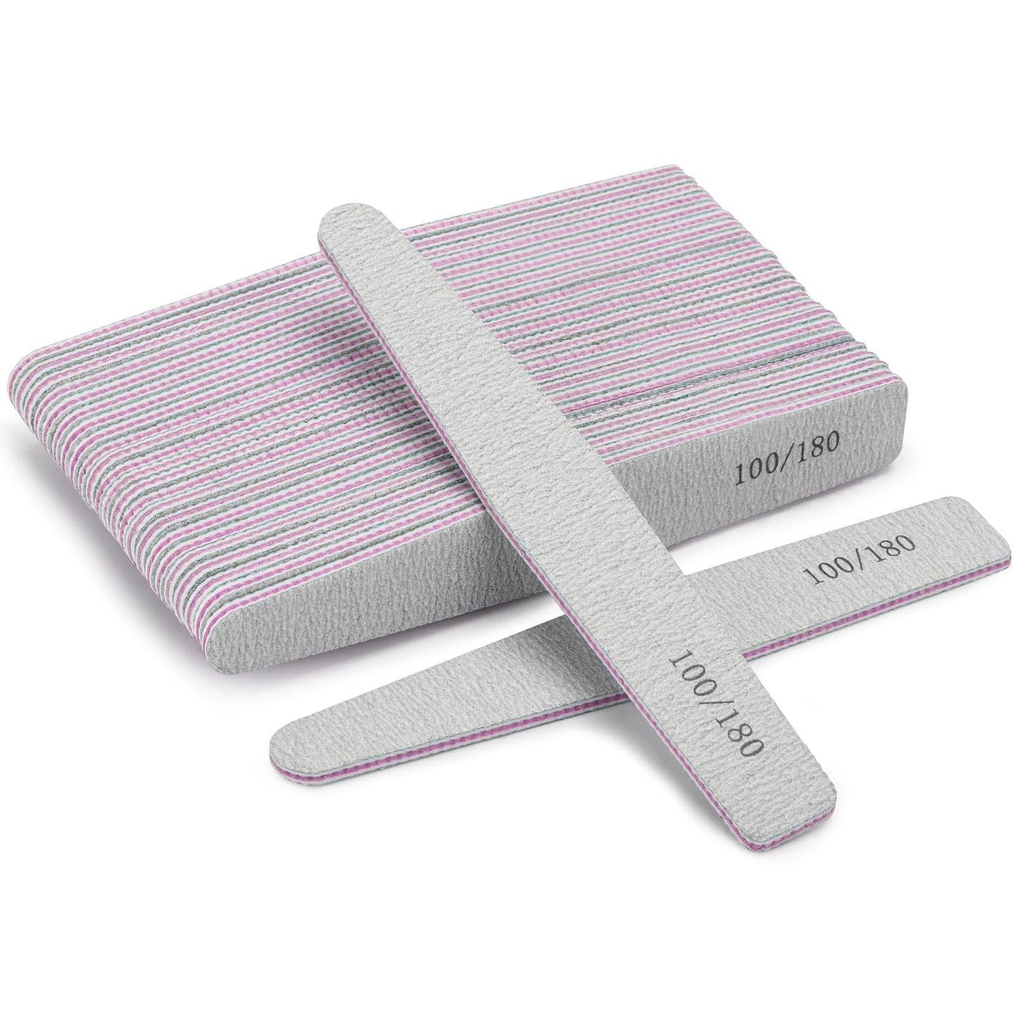 BTYMS 25 Pieces 100/180 Grit Nail Files for Acrylic Nails and Natural Nails, Reusable Emery Boards Coarse and Medium Grit Salon Grade Nail File