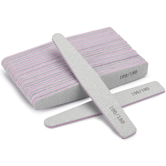 BTYMS 25 Pieces 100/180 Grit Nail Files for Acrylic Nails and Natural Nails, Reusable Emery Boards Coarse and Medium Grit Salon Grade Nail File