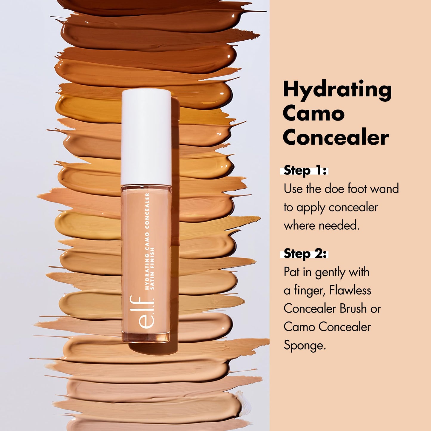 e.l.f. Hydrating Camo Concealer, Lightweight, Full Coverage, Long Lasting, Conceals, Corrects, Covers, Hydrates, Highlights, Fair Warm, Satin Finish, 25 Shades, All-Day Wear, 0.20 Fl Oz