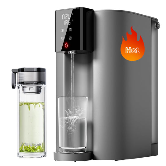 [ Instant Hot ] Waterdrop C1-G Countertop Reverse Osmosis System, NSF/ANSI 58&372 Certified, 6 Stage Hot RO Water Filter, No Installation Required, 3:1 Pure to Drain, Glass Bottle Included