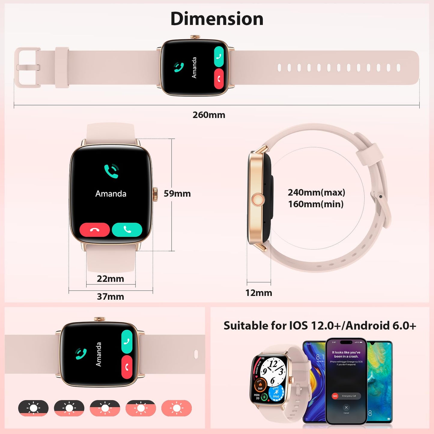 Smart Watch for Women, 2025 New Smartwatch (Answer/Make Call) for iPhone/Android, 1.85" HD Dynamic Dial Fitness Tracker with 110+ Sport Modes, Sleep/Health Monitor, IP68 Waterproof, with 2 Bands