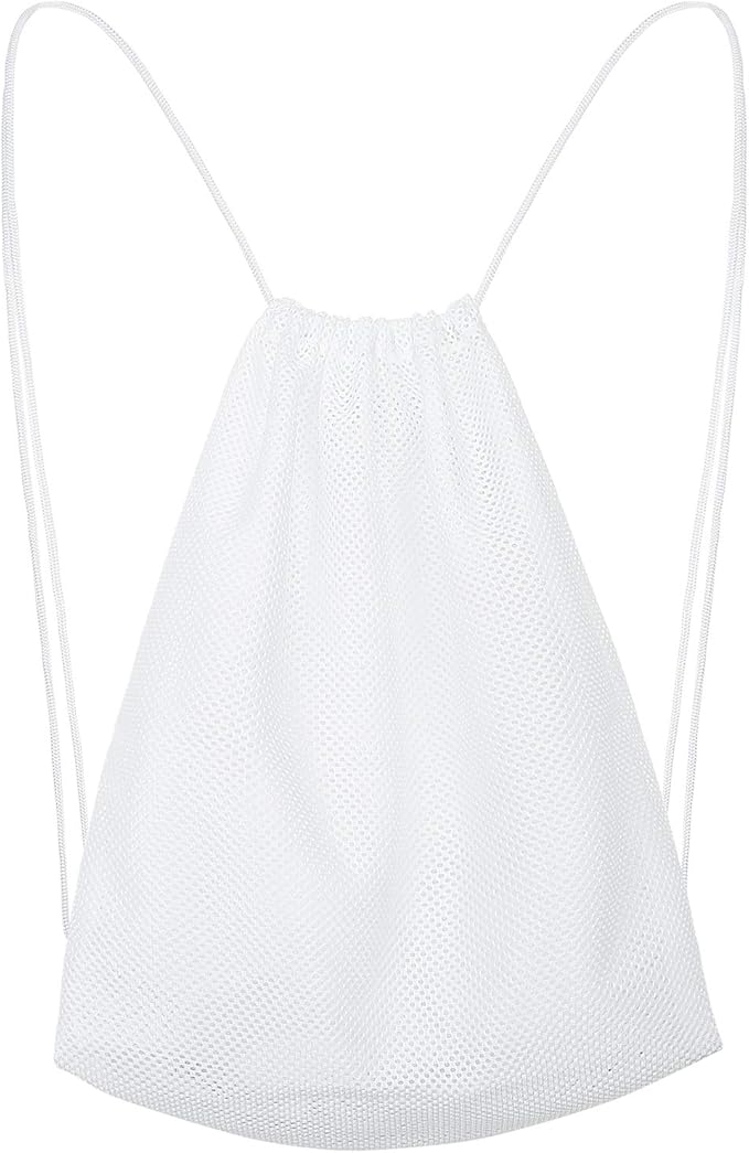 Frienda Mesh Drawstring Backpack Bag Multifunction Mesh Bag for Swimming, Gym, Clothes (White) One piece