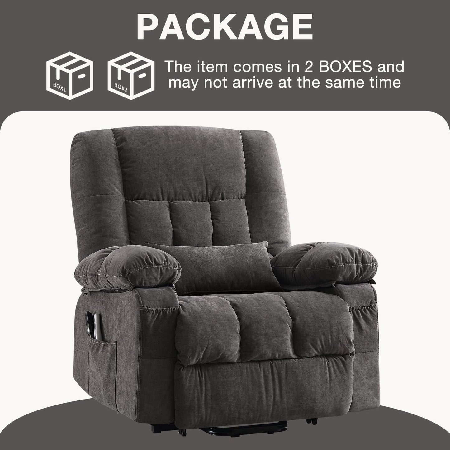 BOSMILLER Power Lift Recliner Chair Recliners for Elderly with Heat and Massage Recliner Chair for Living Room with Infinite Position and Side Pocket,USB Charge Port