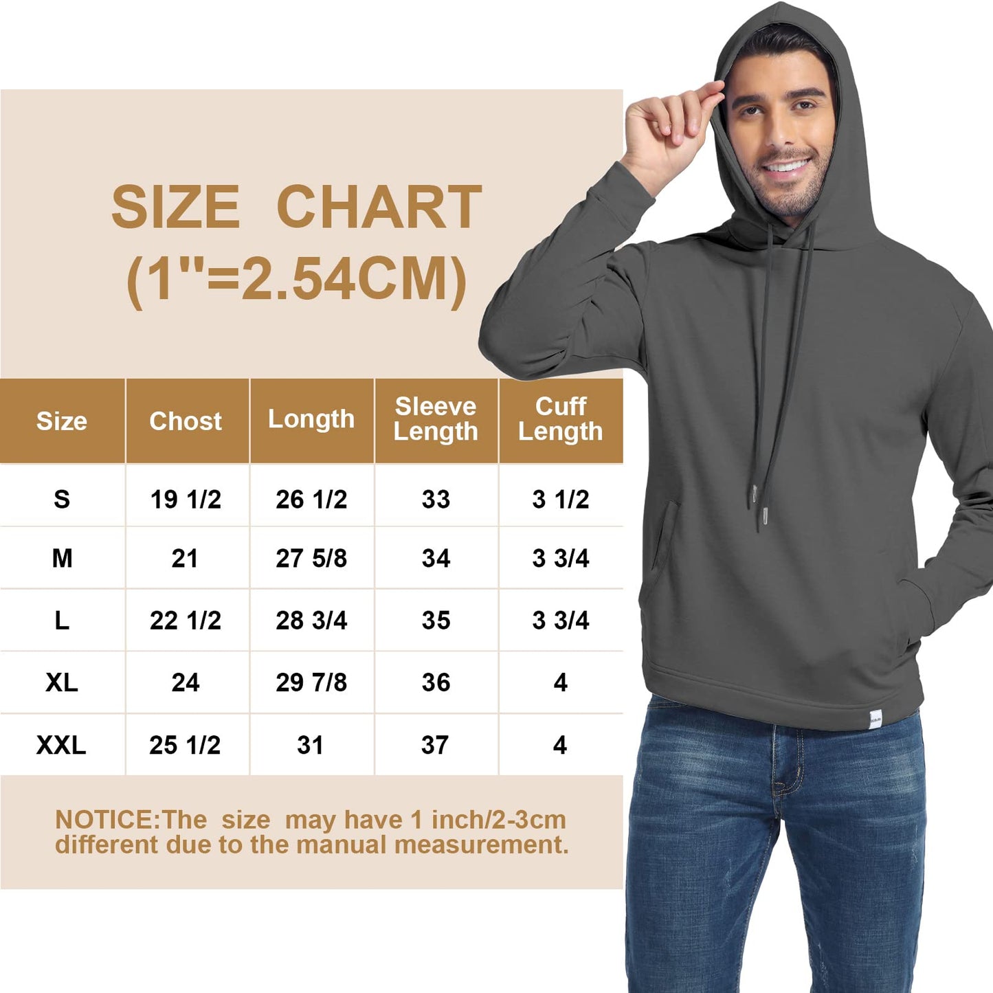 DEOLAX Mens Hoodies Pullover Sport Sweatshirt Men Hoodies Pullover Lightweight Comfortable Slim-Fit Sweatshirts for Men Heather Charcoal