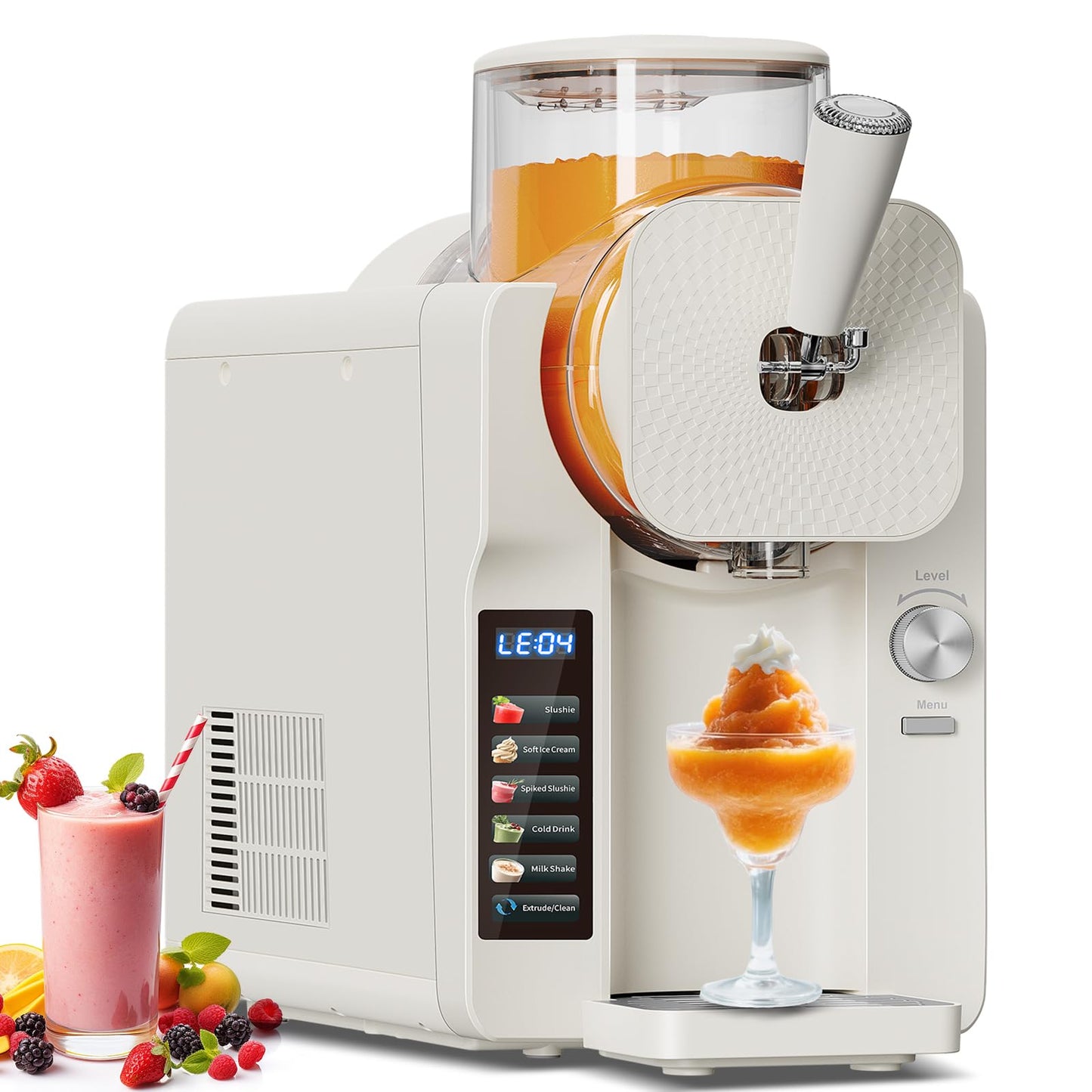 5-IN-1 Ice Cream & Slushie Maker Machine with LCD Display - 2L Large Capacity, Self-Cleaning, 12 Texture Levels for Soft Serve, Cocktails, Milkshakes, Home Party Bar (65dB Quiet)