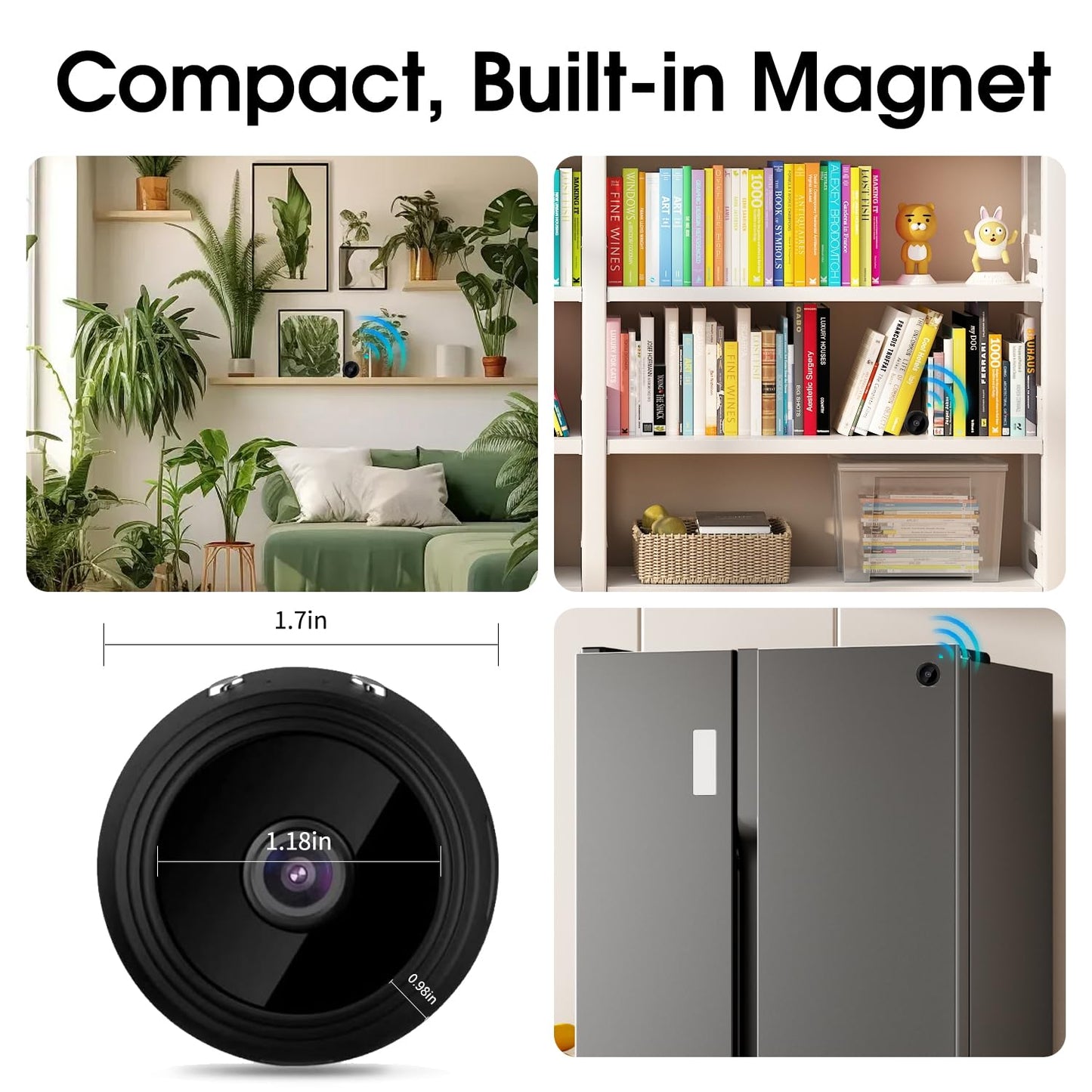 Small Hidden Camera WiFi Wireless Indoor, 1080P HD Spy Camera, Mini Camera, Security Cameras Wireless Indoor, Cloud Storage