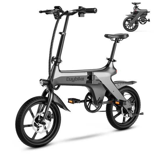 Electric Bike for Adults, 16" Folding 400W(750W Peak) Motor Ebike with Removable 15AH 540WH Battery, 50-60 Miles Max Range, 20MPH Max Speed, Magnesium Alloy Dual Disc Brake City Commuter Bicycle Grey