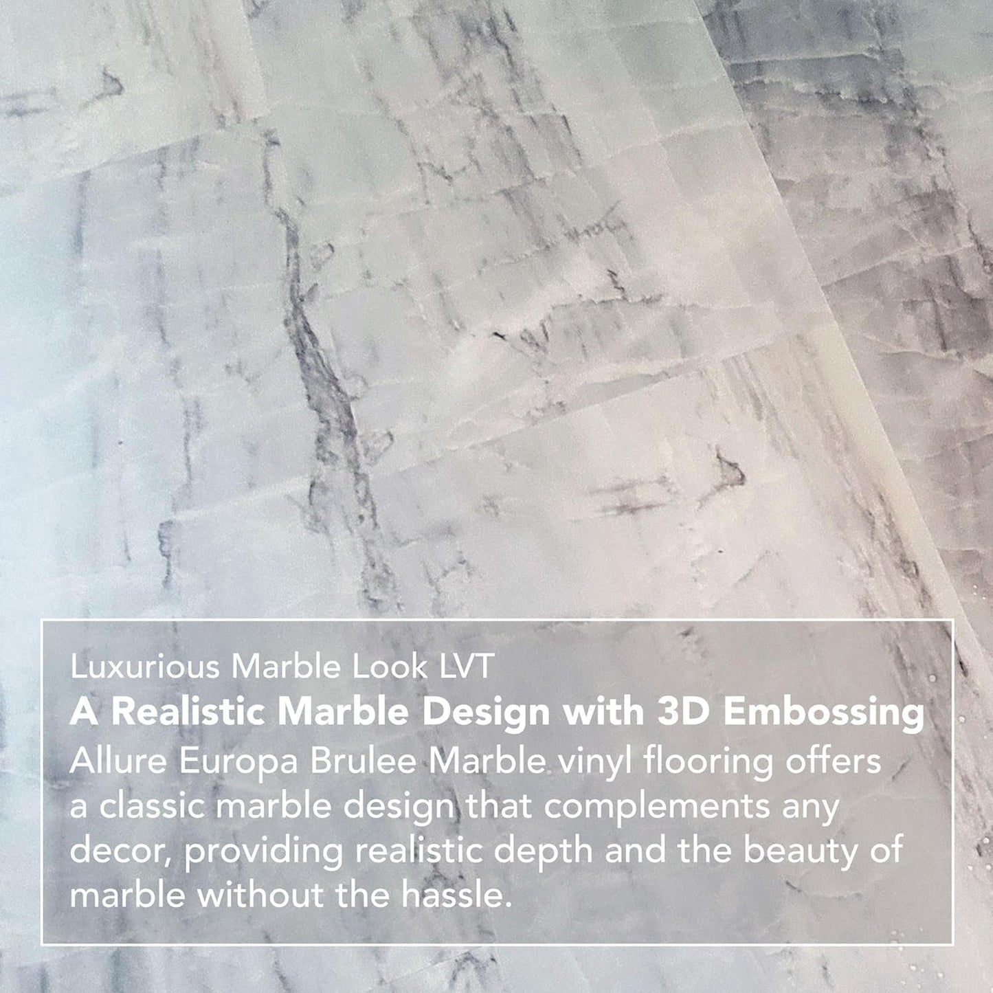 Allure 12" x 24" x 6.5mm, 12mil Luxury Vinyl Tile Flooring, Europa Brulee Marble Look, Embossed, Waterproof, Full Pallet, 24 Cases (571.6 sqft), 12 Tiles/Box, 23.82 sqft/Box