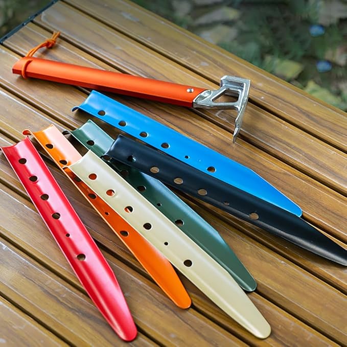 Aluminum Tent Stakes for Camping in Snow & Sand 10PCS Beach Canopy Tent Stakes U-Shaped Tent Pegs Lightweight Ground Nails for Beach Shade Canopy Hiking Backpacking Boating Picnic (Blue)
