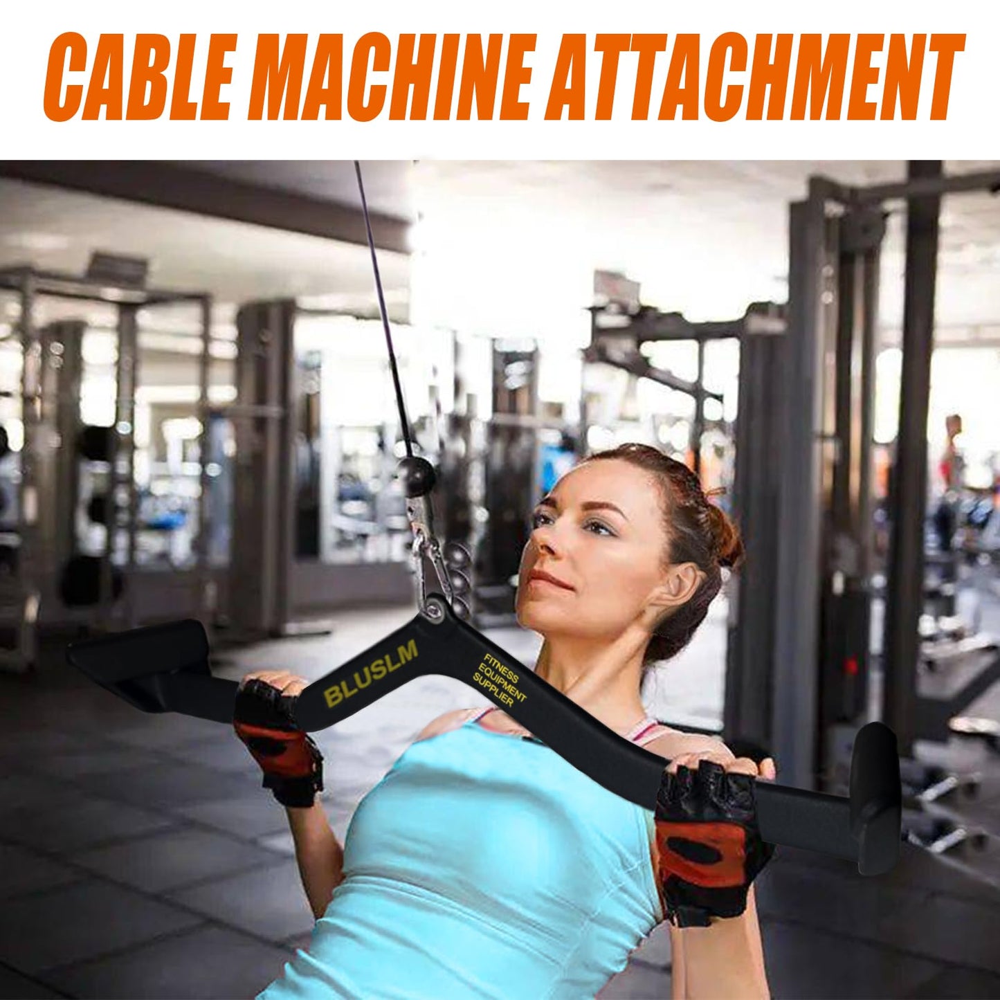 BLUSLM LAT Pull Down Bar for Cable Machine, LAT Pulldown Attachments T Bar V Bar Cable Attachment, Back Tricep Bar Strength Training Handle (BL6PLUS)