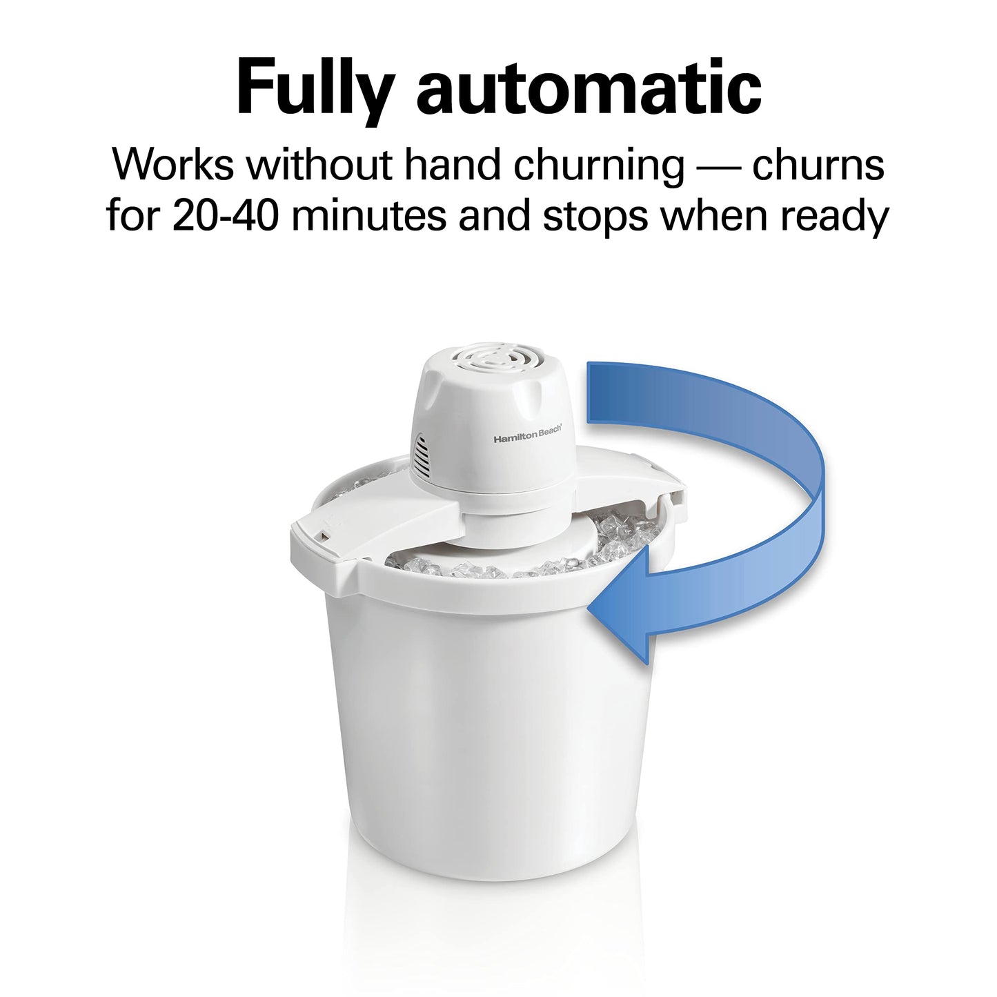Hamilton Beach Electric Automatic Ice Cream Maker & Frozen Yogurt Machine, Makes Custard, Sorbet, Gelato and Sherbet, 4 Quart, White (68330N)